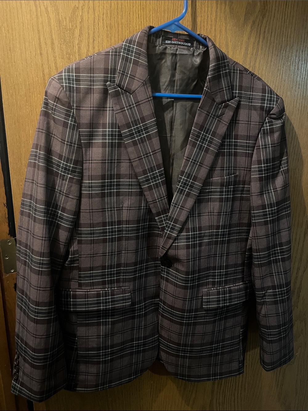 Kenar Plaid Sport Coat in Brown and Gray